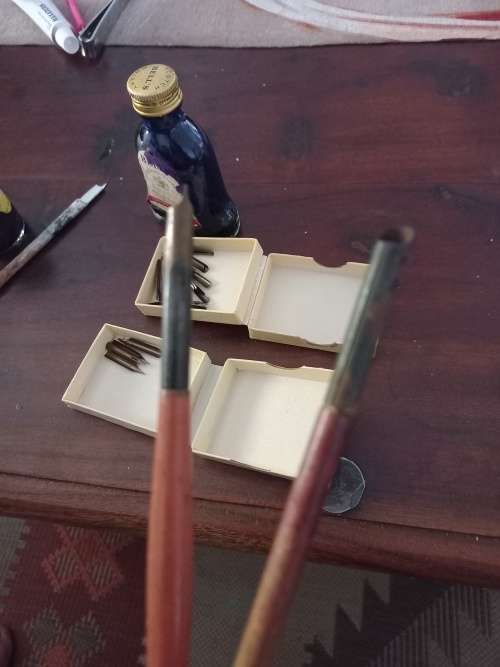 Vintage dipping ink pens with ink and tips
