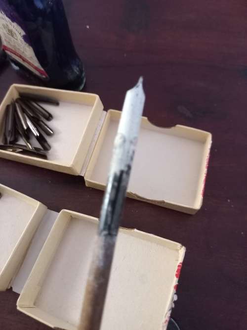 Vintage dipping ink pens with ink and tips