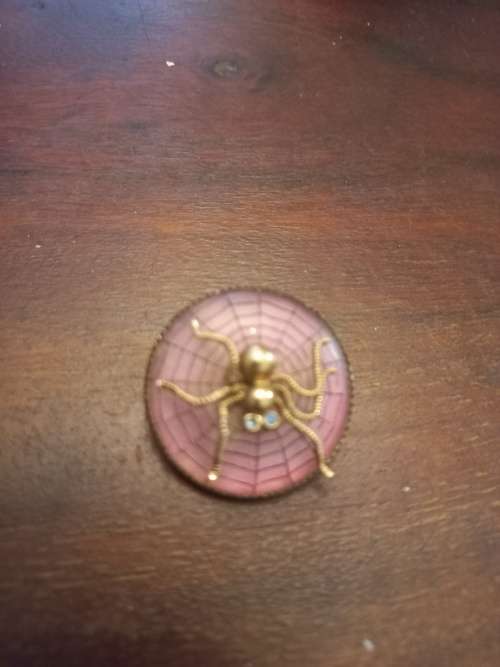 Pink spider brooch vintage