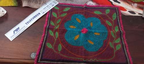 Vintage Shipibo Indian Art Hand Embroidered Ayahuasca cloth