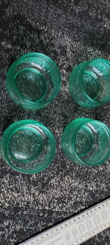 Vintage CISPER Green Pressed Glass bowls x 4