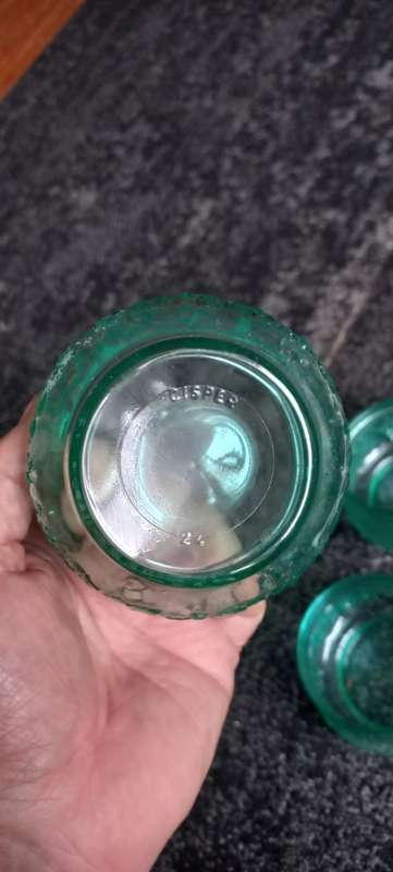 Vintage CISPER Green Pressed Glass bowls x 4