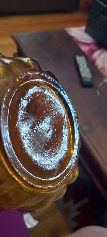Large amber glass genie bottle
