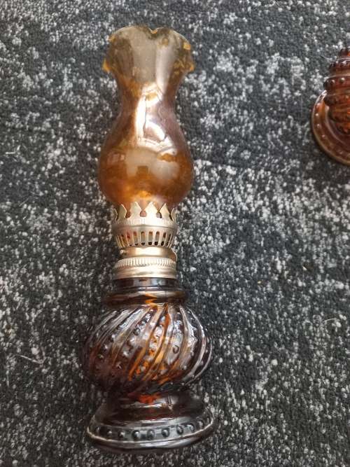 Amber Glass Oil Lamps vintage