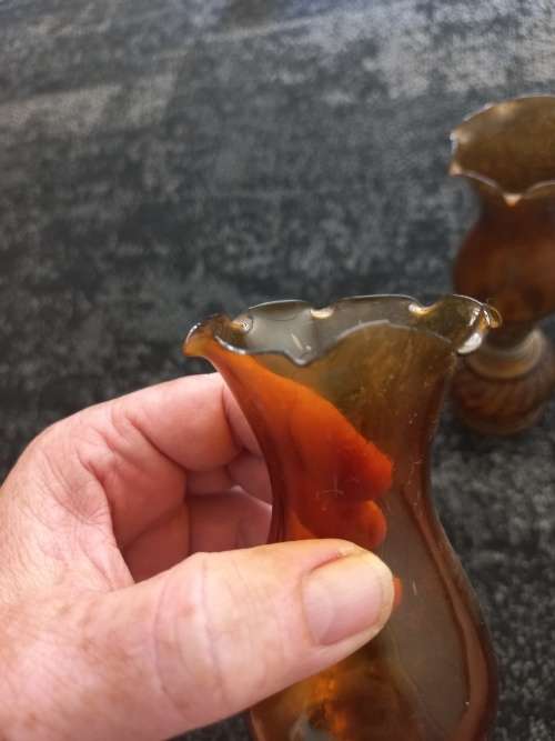 Amber Glass Oil Lamps vintage