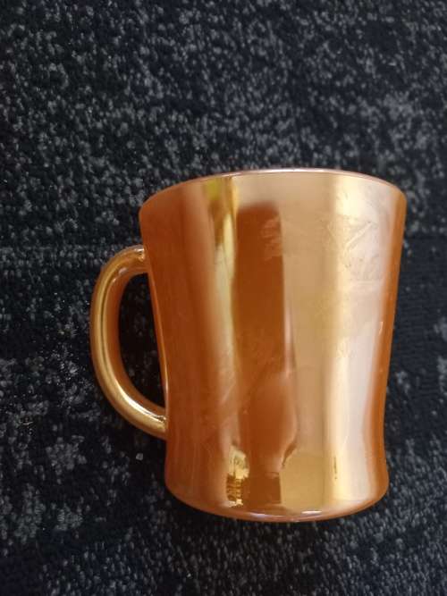 Orange milk glass cup vintage