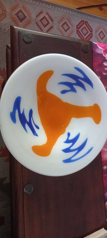 Handmade milk glass salad bowl