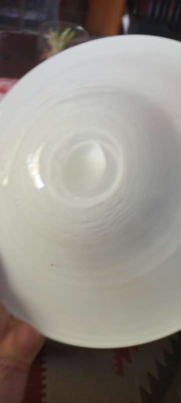 Handmade milk glass salad bowl