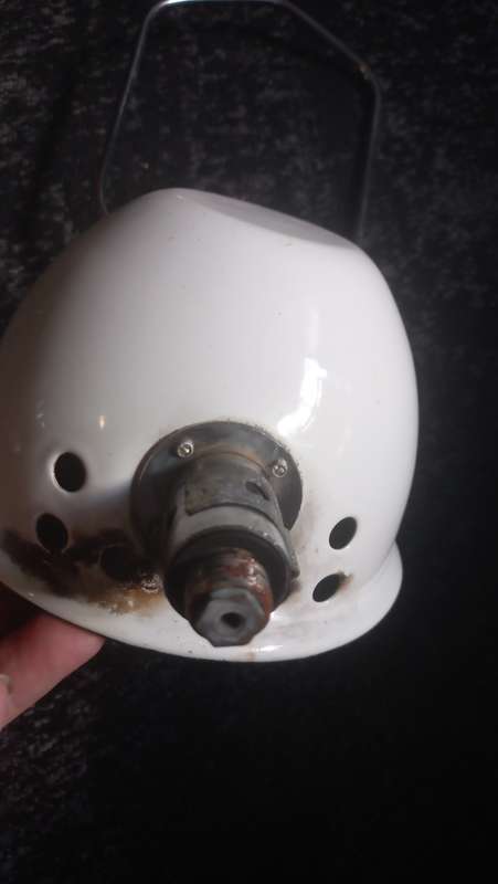 Vintage White Enamel Fisherman`s Gas Lamp - 11cm/16cm, , Good Condition
