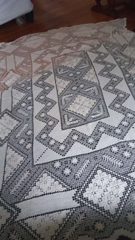 Handmade lace table cloth vintage