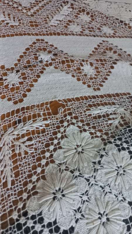 Handmade lace table cloth vintage