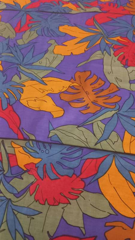 Vintage 1980s tropical montserrat leaf hidden parrot abstract colourful arty large scarf