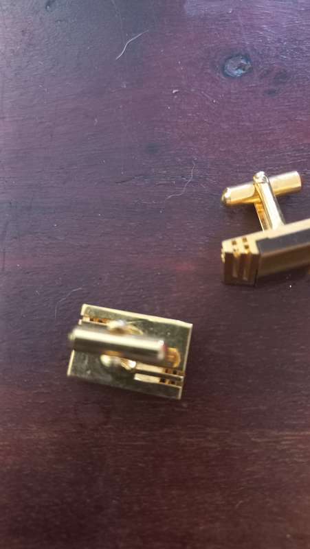 Gold plate gemstone tiger eye cufflinks vintage