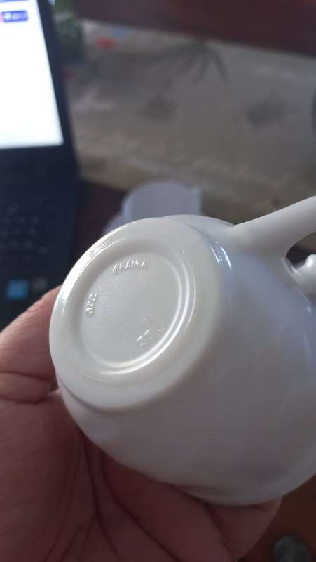 Milk glass cups and saucers small