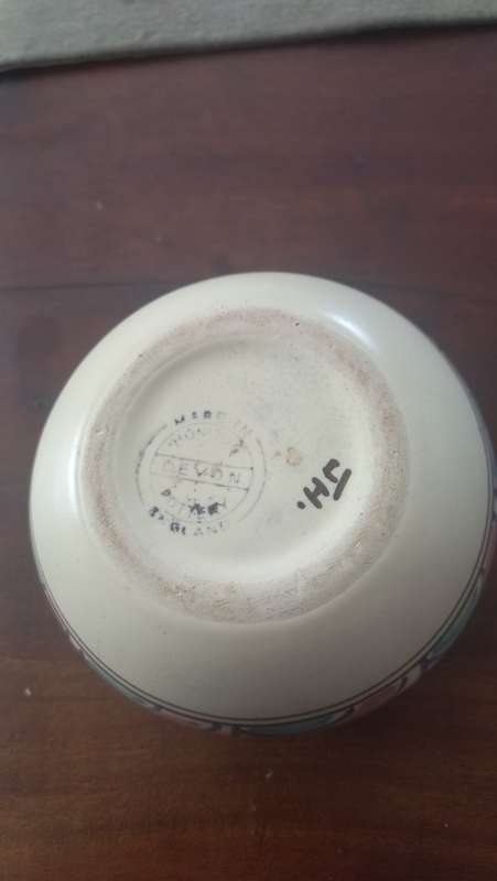 Vintage Honiton Pottery Devon England Open Sugar Bowl Eastern Scroll Pattern