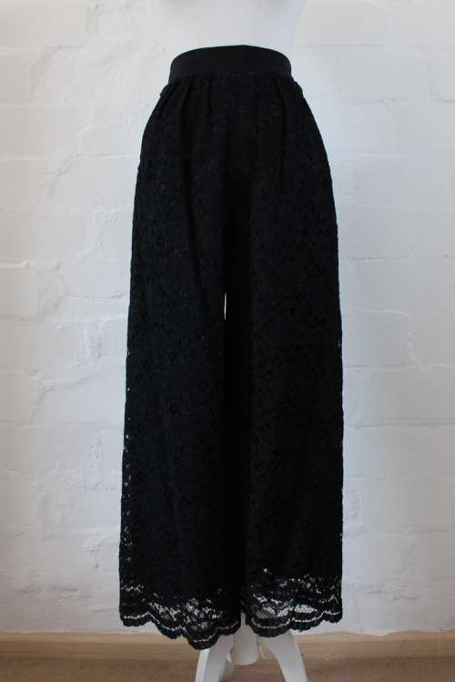 VINTAGE LACE BLACK HIGH WAIST PLEATED PANTS TROUSERS - SIZE 14