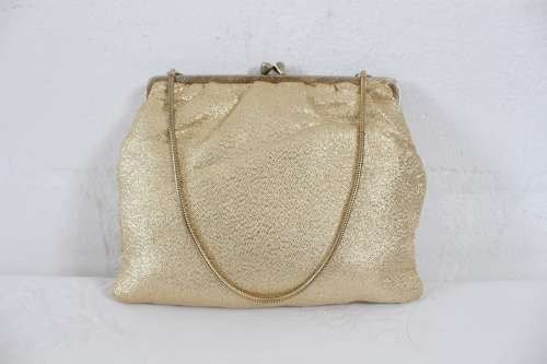 VINTAGE GOLD FABRIC EVENING BAG CLUTCH PURSE