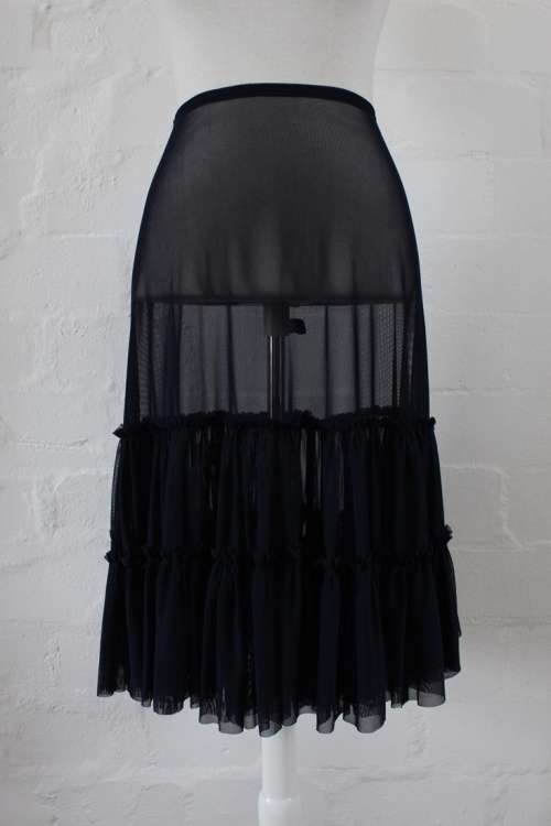 NAVY BLUE NEW VINTAGE RUFFLE PETTICOAT SLIP SKIRT - SIZE LARGE