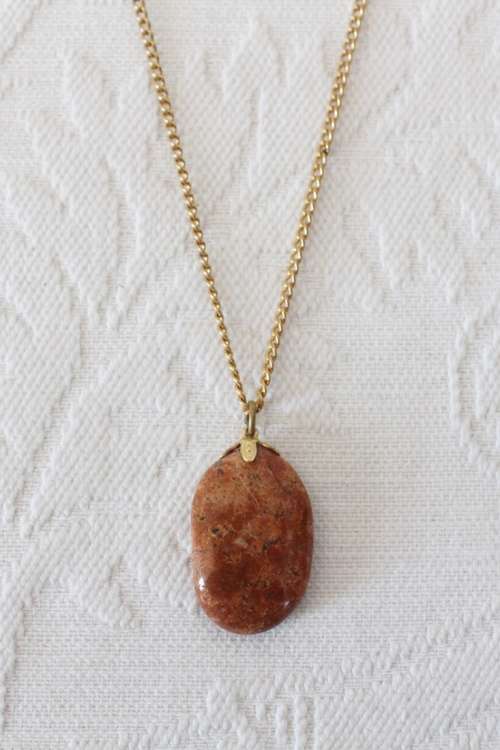 VINTAGE GEM STONE PENDANT CHAIN NECKLACE