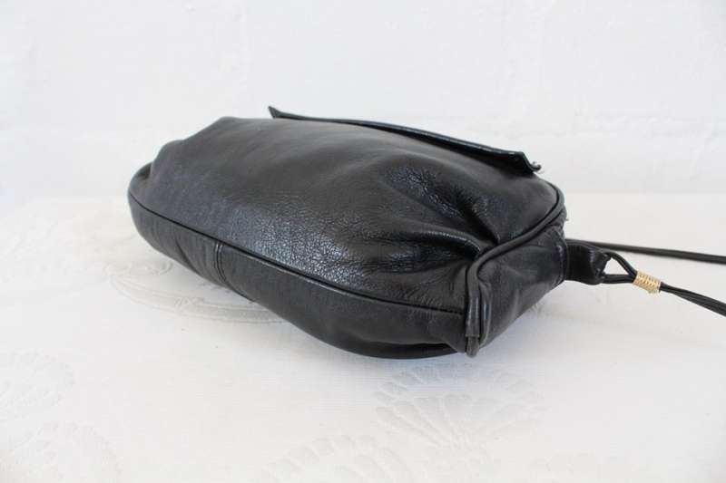 GENUINE LEATHER VINTAGE BLACK SMALL SLING MESSENGER BAG HANDBAG