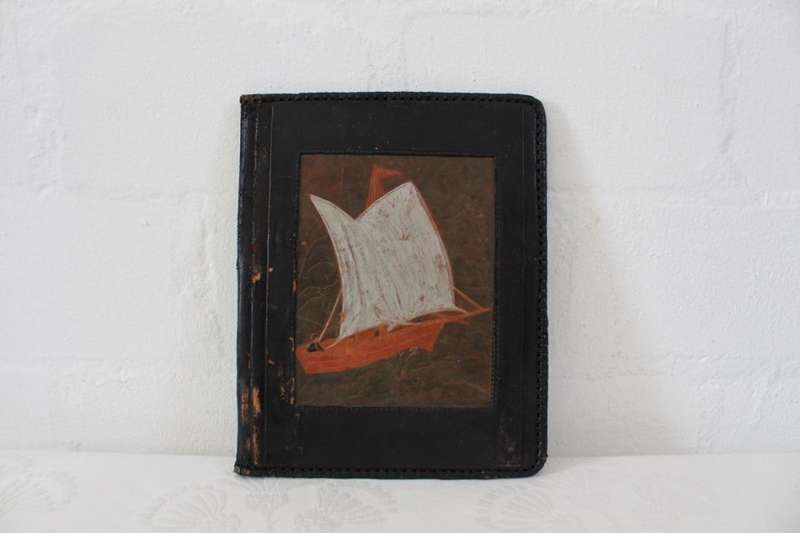 VINTAGE GENUINE LEATHER BROWN BLACK BOOK COVER FOLDER