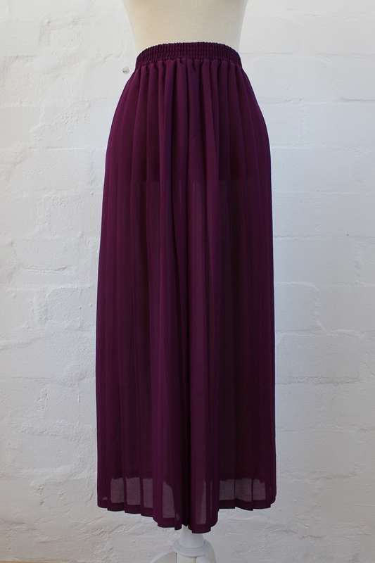 VINTAGE PLEATED PURPLE HIGH WAIST PALAZZO PANTS - SIZE 10