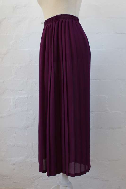 VINTAGE PLEATED PURPLE HIGH WAIST PALAZZO PANTS - SIZE 10