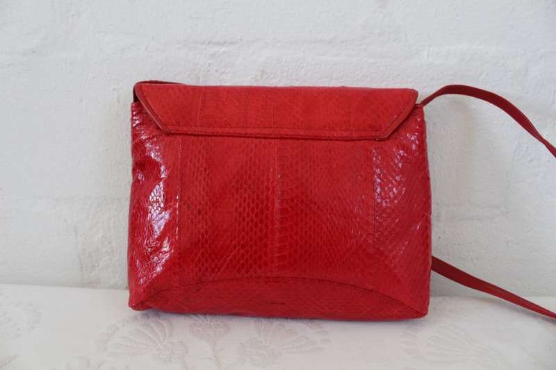 *GENUINE SNAKE SKIN* VINTAGE RED SLING HANDBAG BAG PURSE
