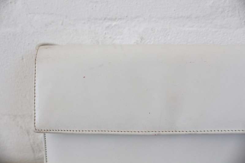 *FLASH SAE - 40% OFF!* VINTAGE OFF WHITE GENUINE LEATHER SHOULDER HANDBAG CLUTCH BAG