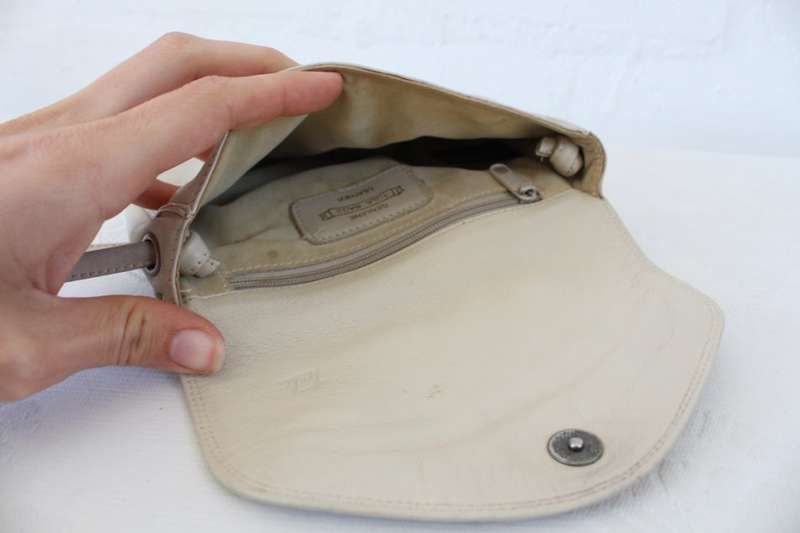 VINTAGE CREAM GENUINE LEATHER TULA MINI SLING BAG HANDBAG