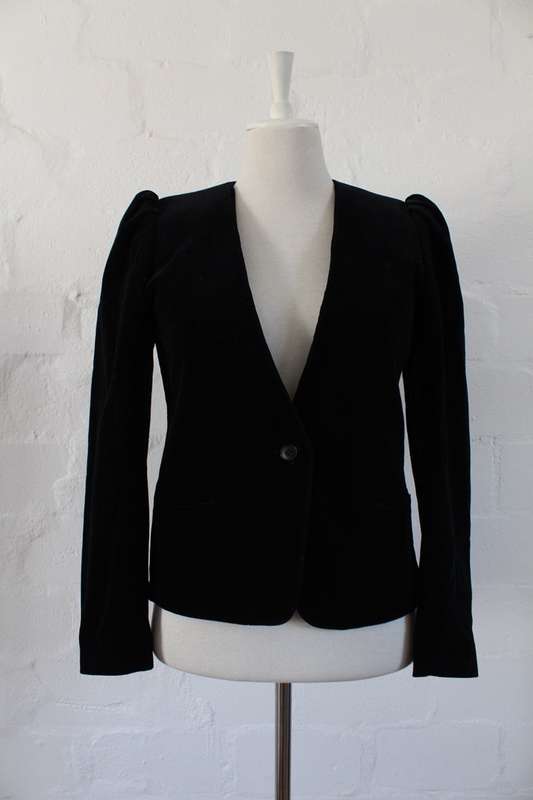 VINTAGE VELVET BLACK JACKET BLAZER - SIZE S