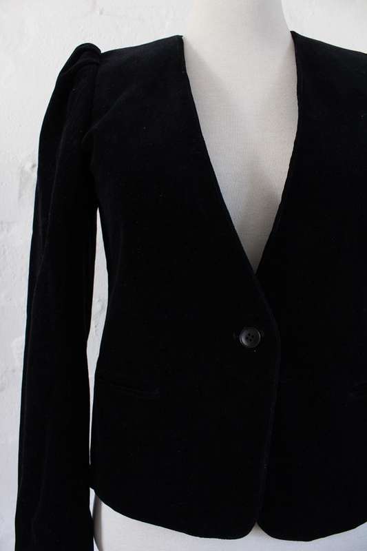 VINTAGE VELVET BLACK JACKET BLAZER - SIZE S