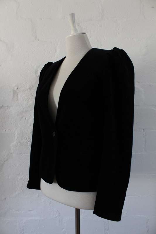 VINTAGE VELVET BLACK JACKET BLAZER - SIZE S