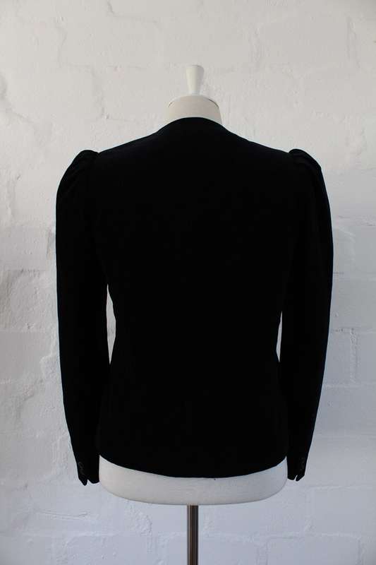 VINTAGE VELVET BLACK JACKET BLAZER - SIZE S