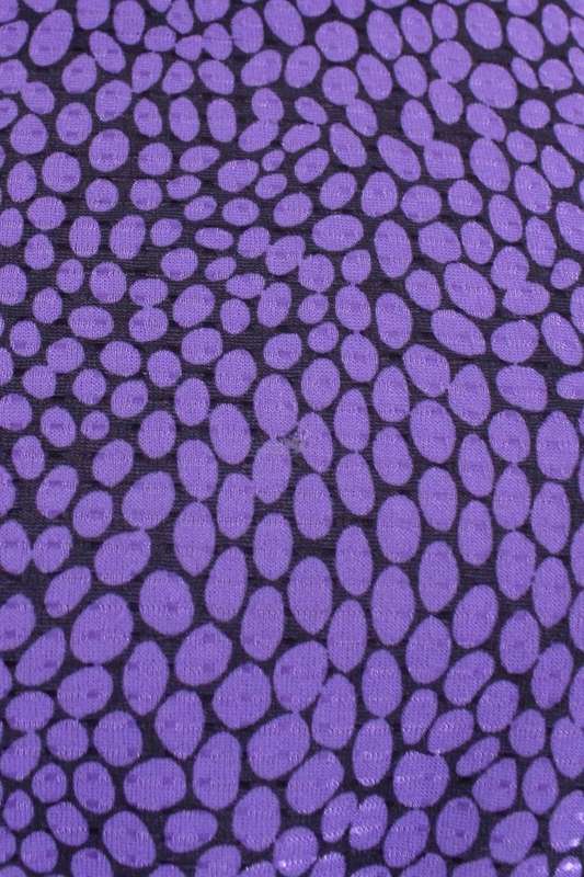 VINTAGE PRINTED PURPLE BLACK SEQUIN BELT LONG SLEEVE DRESS - SIZE 12