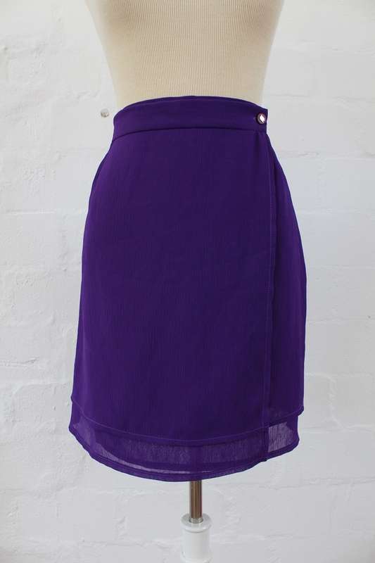 VINTAGE PURPLE WRAP HIGH WAIST SKIRT - SIZE 8
