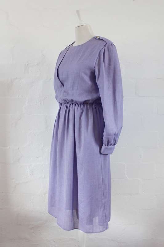 VINTAGE PURPLE LILAC LONG SLEEVE DAY DRESS - SIZE 10