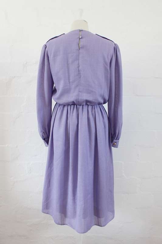 VINTAGE PURPLE LILAC LONG SLEEVE DAY DRESS - SIZE 10