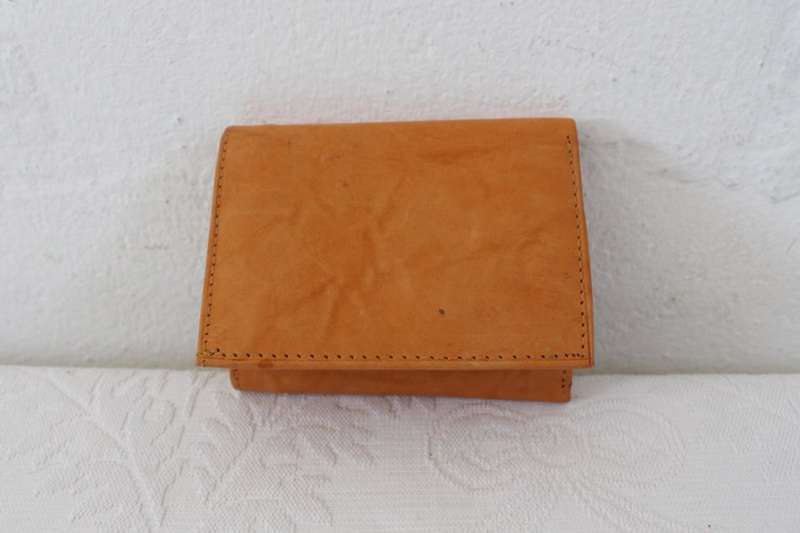 GENUINE LEATHER TAN BROWN HAND MADE TRI-FOLD WALLET PURSE