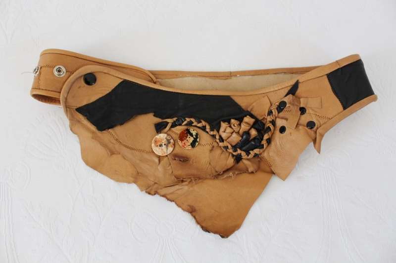 VINTAGE TAN BROWN GENUINE LEATHER PATCHWORK BELT