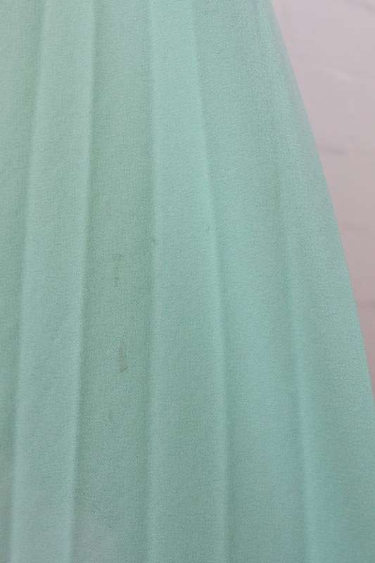 VINTAGE MINT GREEN PUSSYBOW NECK TIE PLEATED DRESS - SIZE 14
