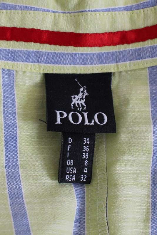 *SALE - 50% OFF!* *POLO* DESIGNER GREEN STRIPED SHORT SLEEVE SHIRT BLOUSE TOP - SIZE 10