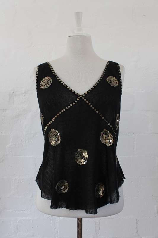*FLASH SALE - 50% OFF!* *SEE BY CHLOE* DESIGNER BLACK SEQUIN SLEEVELESS JERSEY TOP - SIZE XL