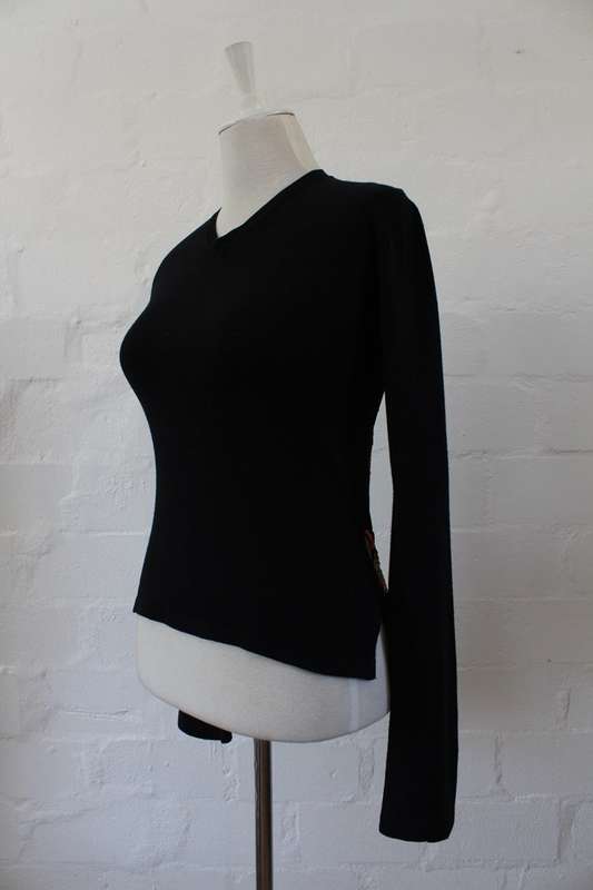 *CUSTO BARCELONA* DESIGNER SILK CASHMERE BEADED JERSEY KNIT TOP - SIZE S