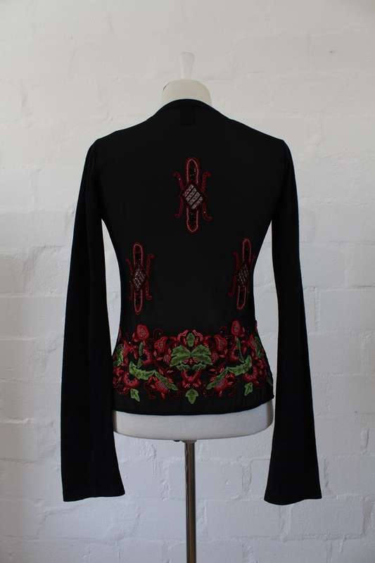*CUSTO BARCELONA* DESIGNER SILK CASHMERE BEADED JERSEY KNIT TOP - SIZE S