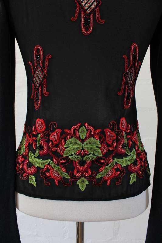 *CUSTO BARCELONA* DESIGNER SILK CASHMERE BEADED JERSEY KNIT TOP - SIZE S