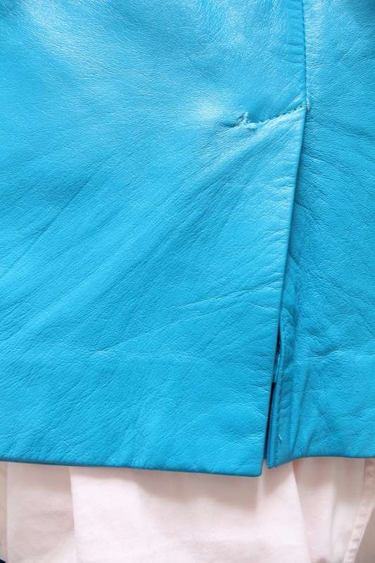 *GENUINE LEATHER* VINTAGE BLUE PENCIL SKIRT - SIZE 10