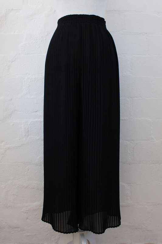 VINTAGE BLACK PLEATED WIDE LEG PANTS TROUSERS - SIZE L