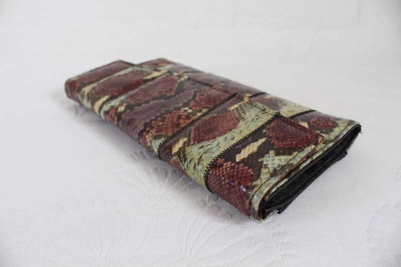 *CHARLES JOURDAN PARIS* GENUINE SNAKE SKIN DESIGNER VINTAGE CLUTCH BAG PURSE