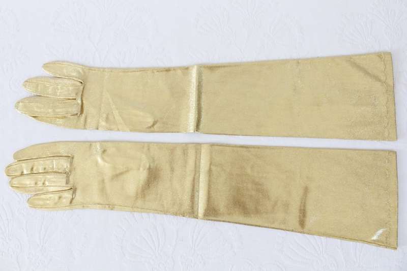 VINTAGE GOLD FABRIC LONG OPERA GLOVES